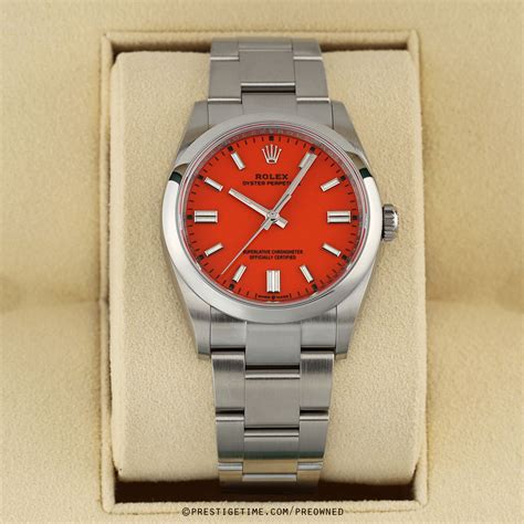 rolex oyster perpetual coral red 36mm|rolex oyster perpetual 36 2022.